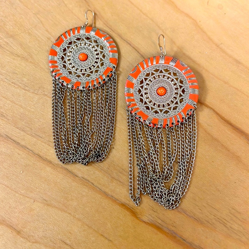 Orange Medallion Earring